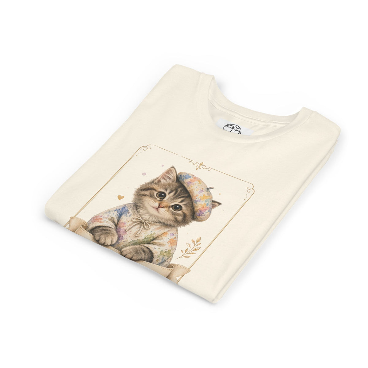 Little Artist Cat Youth Tee | Cute Kitten Painter Illustration- Little Artist Bestie Best Luxury Collection