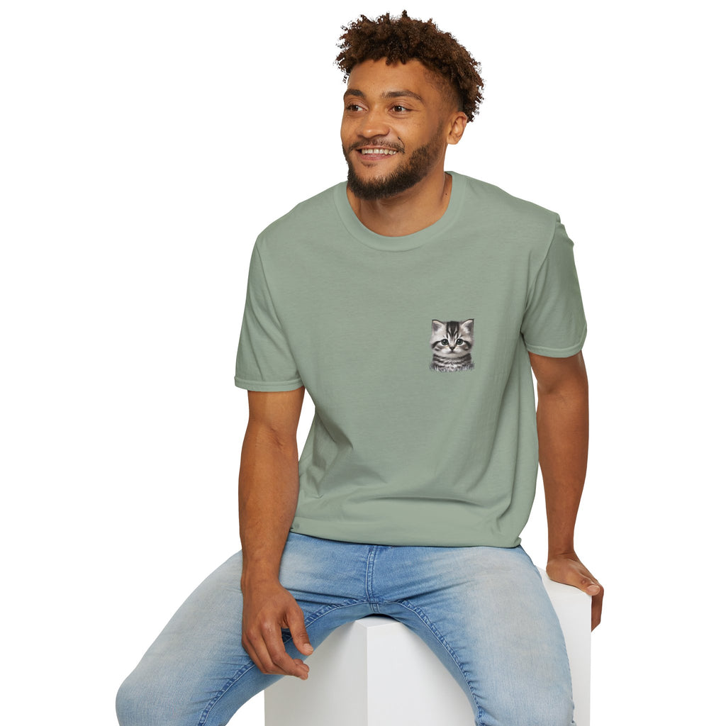 Proper Kitten Portrait T-Shirt | Small Chest Pocket Illustration- Bestie Best Collection
