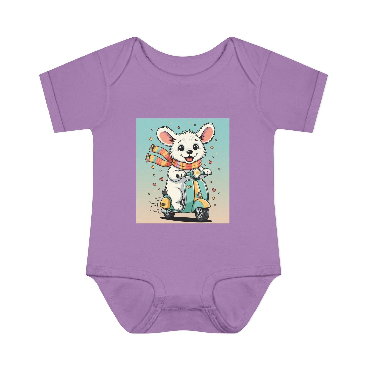 Cute Puppy & his Scooter- Infant Baby Rib Bodysuit- Unisex