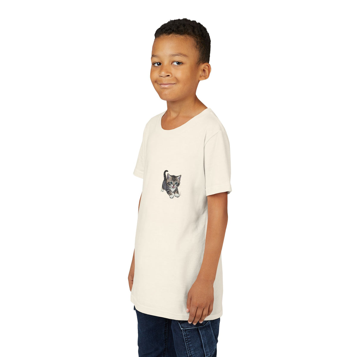 Tiny Tabby Kitten Tee | Kids Cat Shirt, Pocket-Style Kitty Design- Paloma Collection