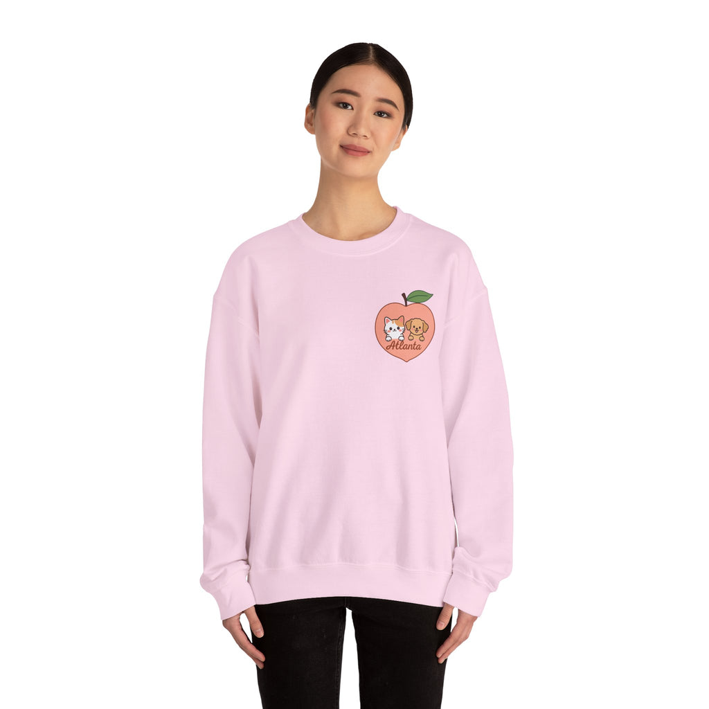 ATLANTA Peach Kitten & Doggie sweatshirt | Cute GA peach illustration