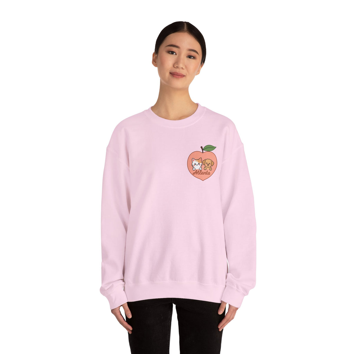 ATLANTA Peach Kitten & Doggie sweatshirt | Cute GA peach illustration