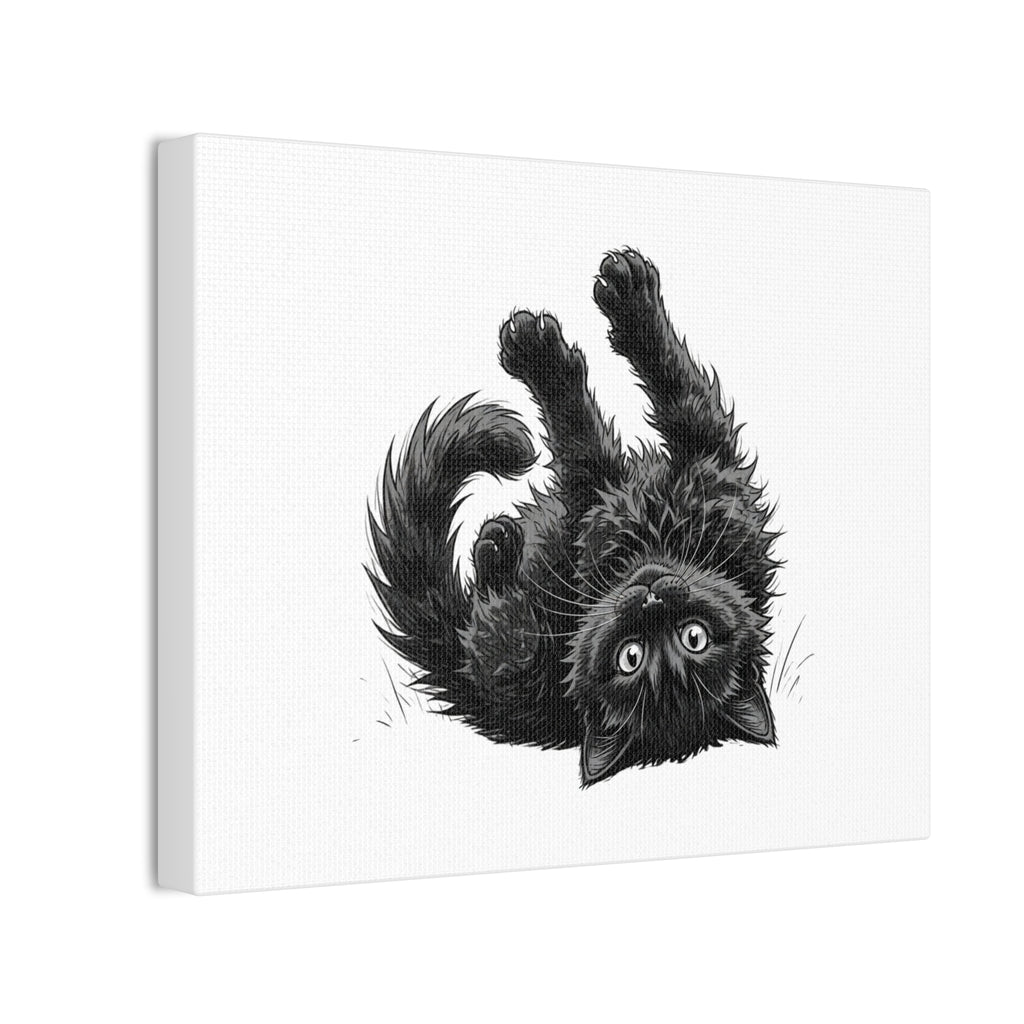 Playful Fluffy Black Kitten Canvas- Twixie Collection- Bestie Best Decor Collection