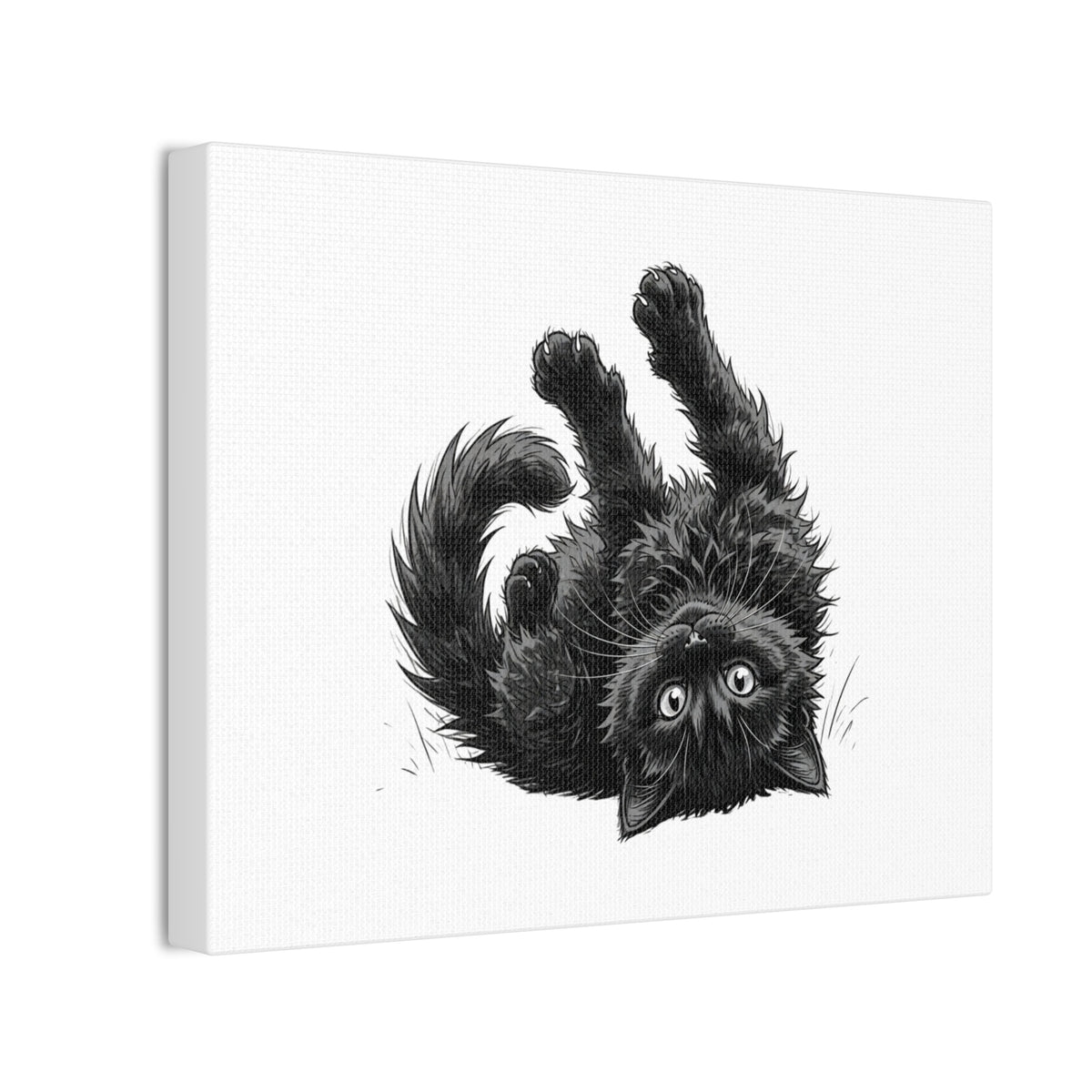 Playful Fluffy Black Kitten Canvas- Twixie Collection- Bestie Best Decor Collection