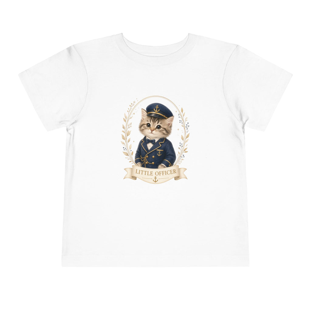 Little Officer Cat toddler tee | kitten captain illustration- Carmen Collection- Bestie Best Luxury Collection