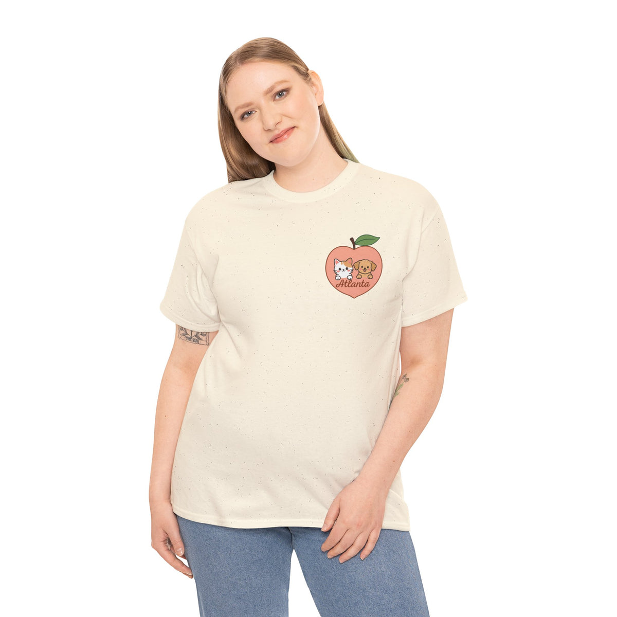 ATLANTA Peach Kitten & Doggie Tee | Cute GA Peach Illustration T-Shirt