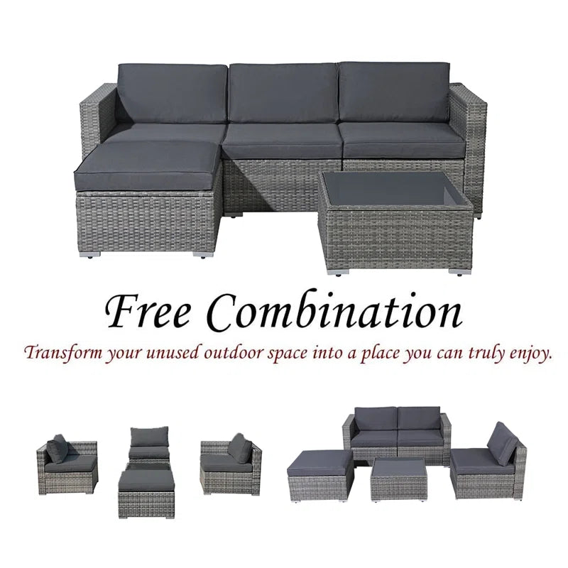 Abler Wicker 3 - Person Modular Patio Conversation Set with Cushions
