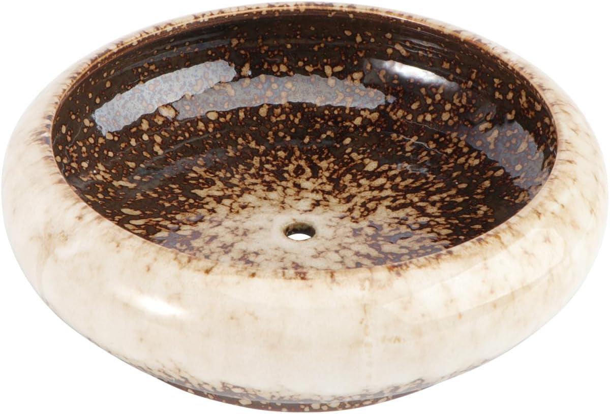 7.3 Inch Ceramic Succulent Planter, Shallow round Bonsai Pot with Drainage for Indoor Outdoor Plants, Decorative Ceramic Flower Container for Home Decor