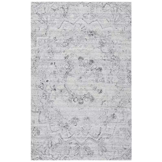 Abstract Ivory/Black Doormat 2 Ft. X 3 Ft. Distressed Medallion Area Rug