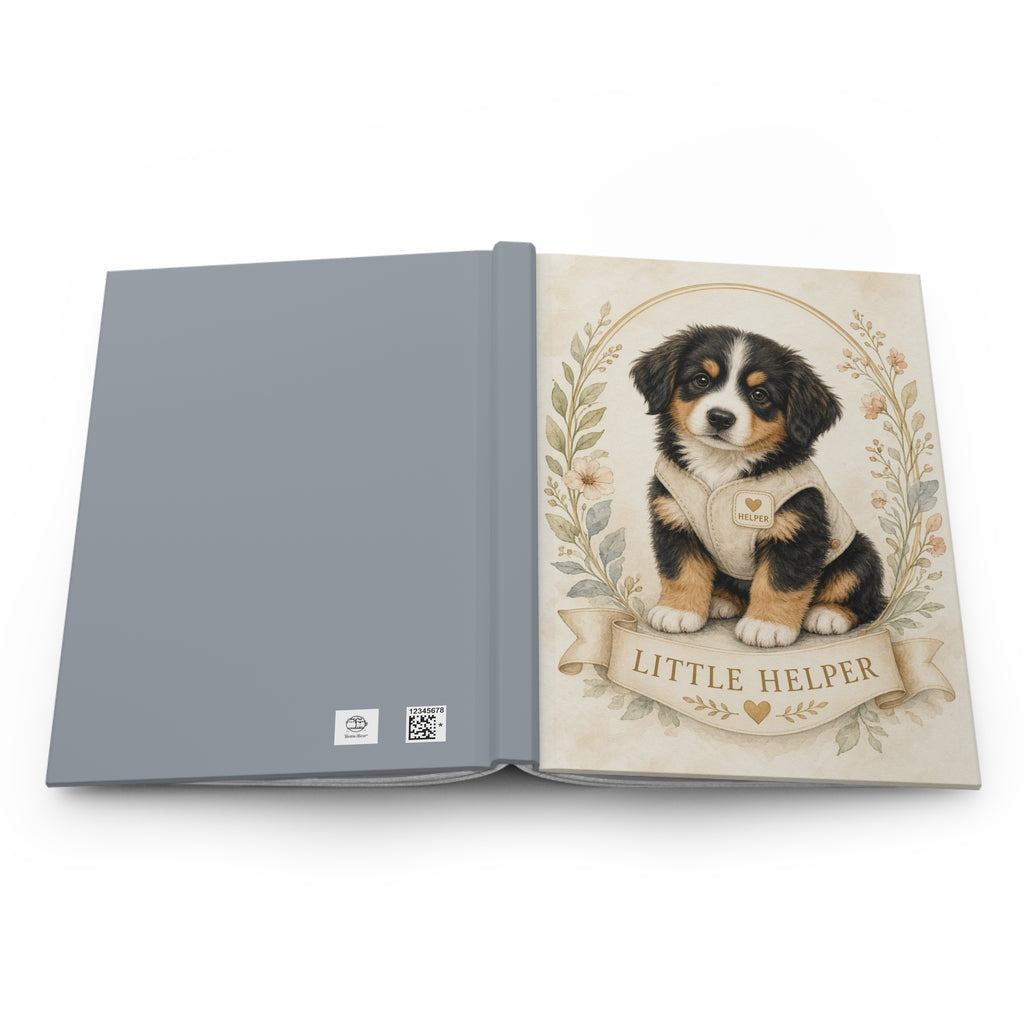 Little Helper Puppy Portrait Illustration Hardcover Journal | Bernese Mountain Dog Notebook- Bestie Best Journal Collection