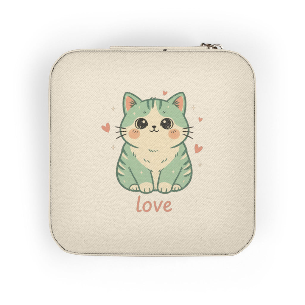 Cute Kitty Love Tabby Cat Jewelry Travel Case | Compact Organizer