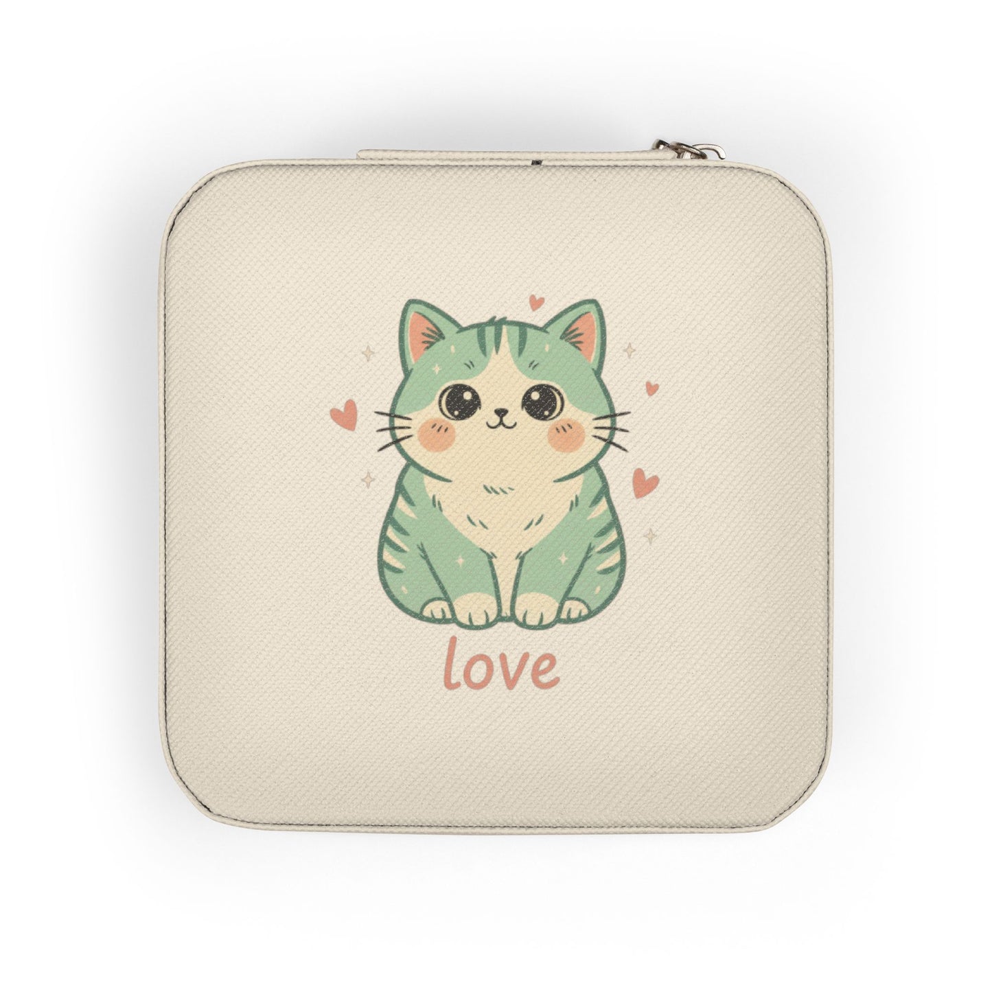 Cute Kitty Love Tabby Cat Jewelry Travel Case | Compact Organizer