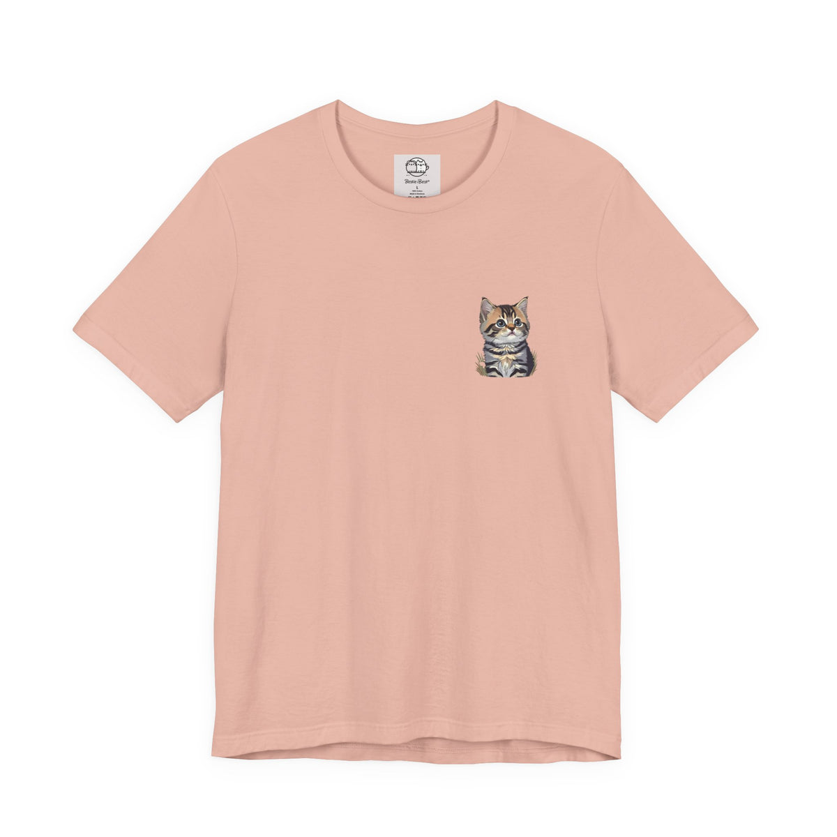 Main Coon Cat Pocket Art T-Shirt | Small Chest Cat Illustration- Bestie Best Collection