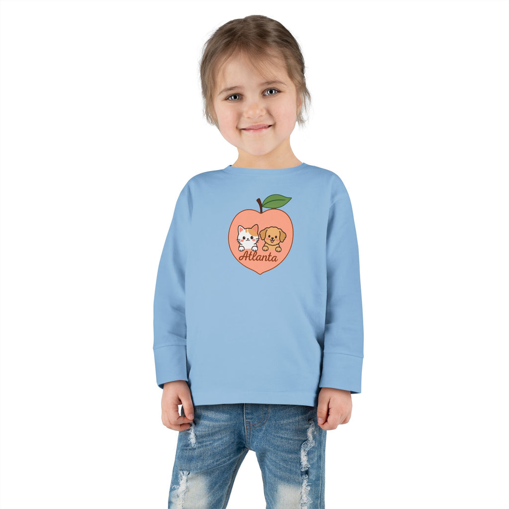 ATLANTA Peach Puppy and Kitten Toddler long sleeve tee | Cute Georgia design
