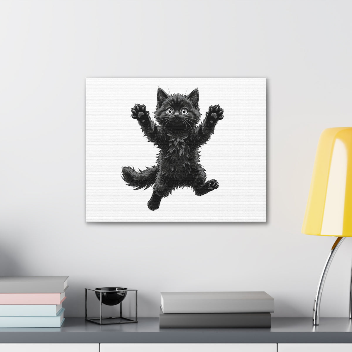 Playful Fluffy Black Kitten Canvas- Twixie Collection- Bestie Best Decor Collection