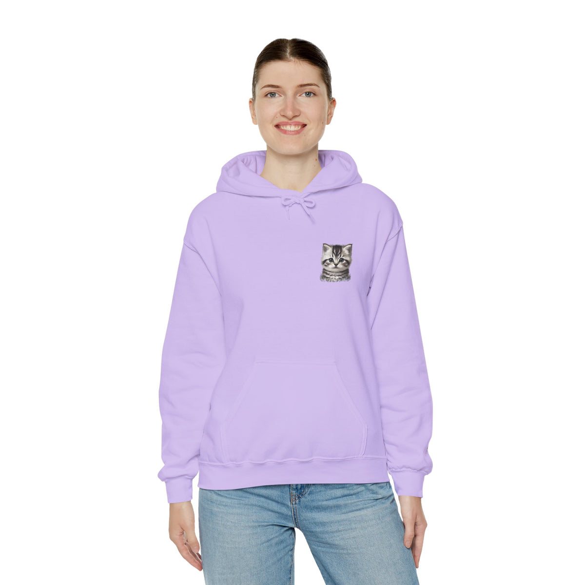 Proper Cat Portrait Illustration Hoodie | Small Chest Print, Bestie Best Collection