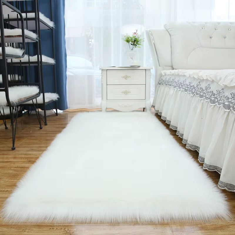 Living Room Fur Carpet Plush Soft Sheepskin Floor Mats Modern Home Decor Bedroom Blankets Imitation Wool Pad White Rugs Doormat