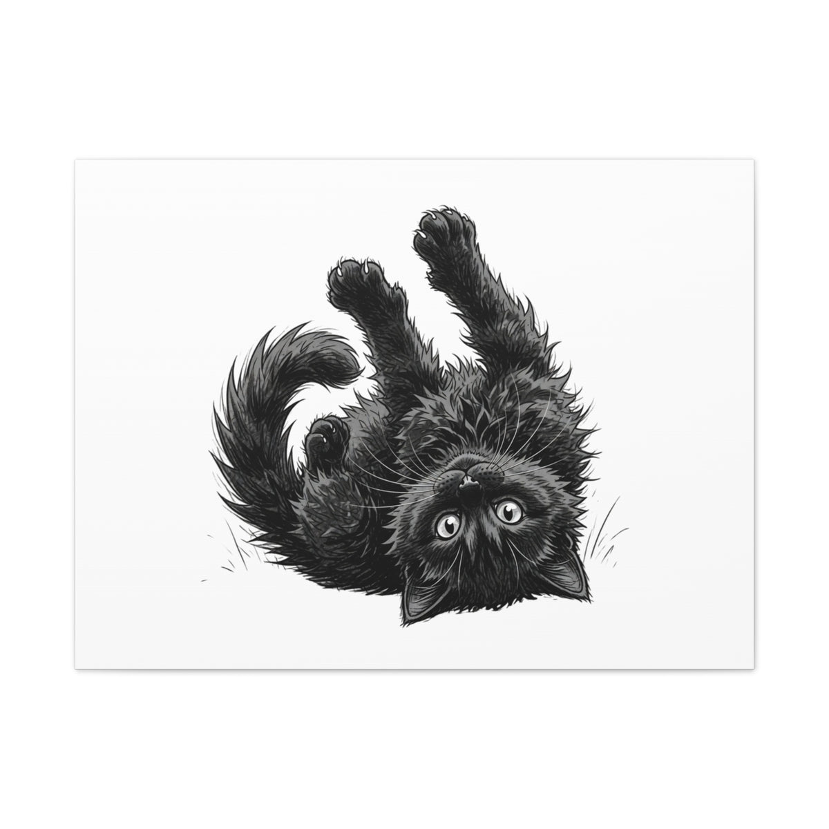 Playful Fluffy Black Kitten Canvas- Twixie Collection- Bestie Best Decor Collection
