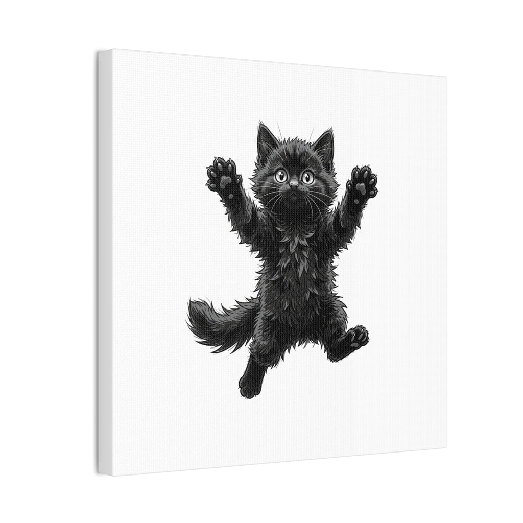 Playful Fluffy Black Kitten Canvas- Twixie Collection- Bestie Best Decor Collection