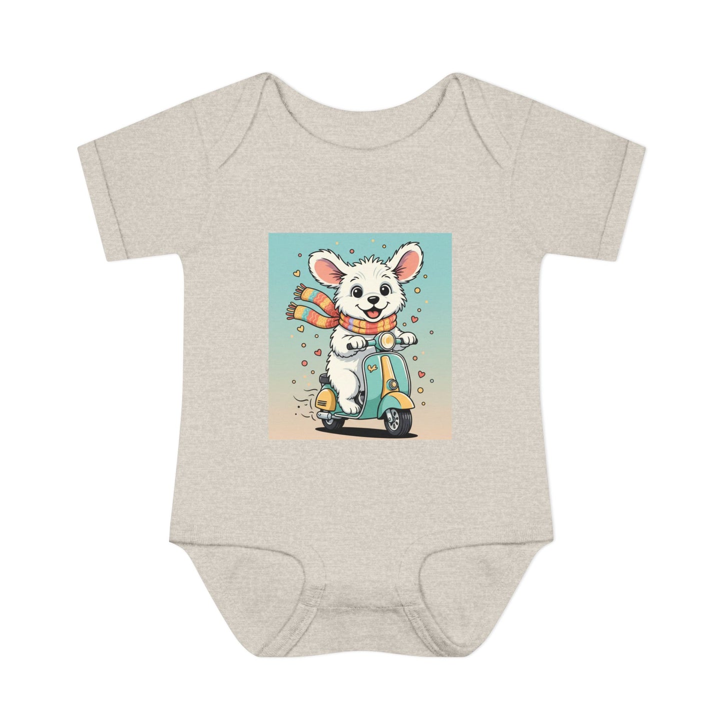 Cute Puppy & his Scooter- Infant Baby Rib Bodysuit- Unisex