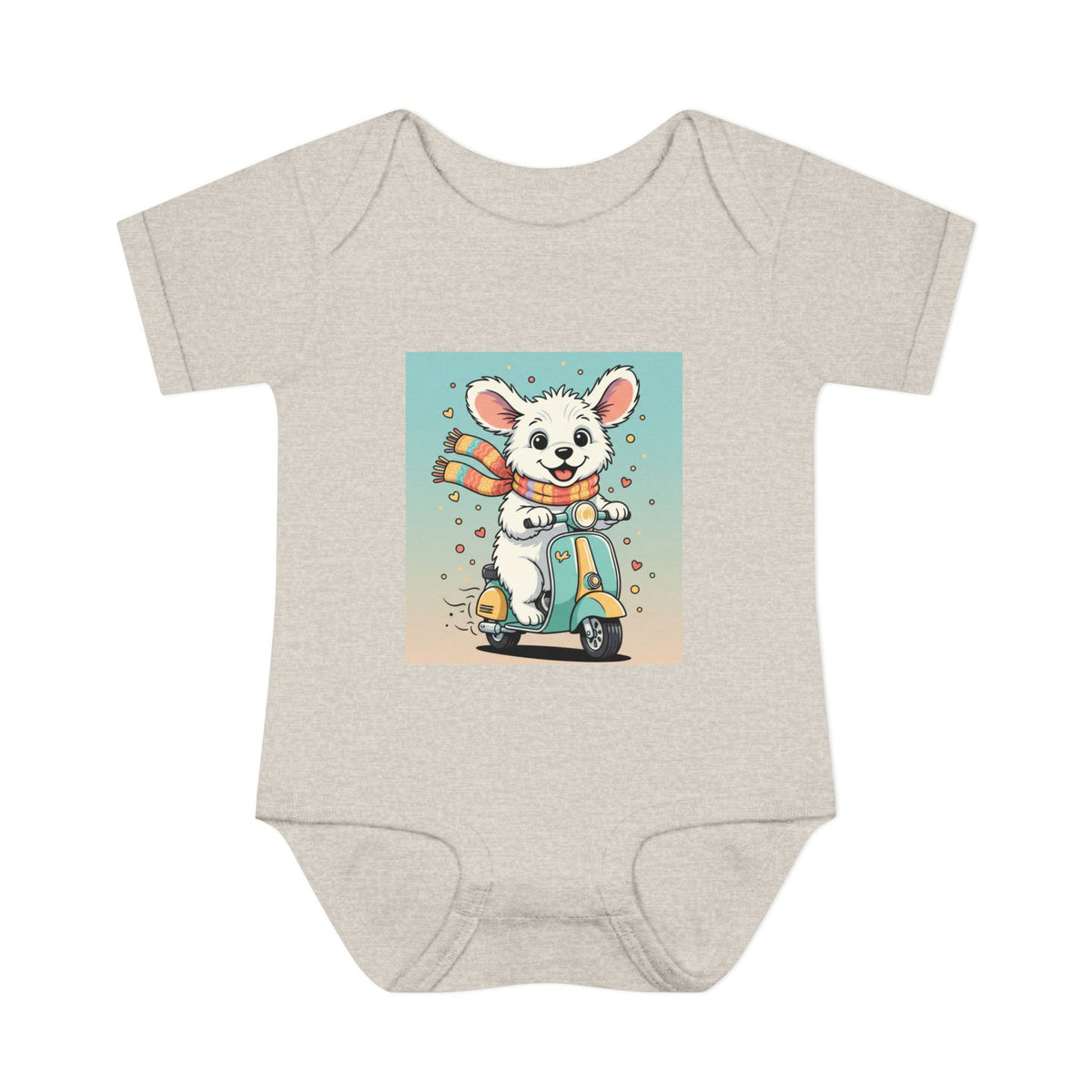 Cute Puppy & his Scooter- Infant Baby Rib Bodysuit- Unisex