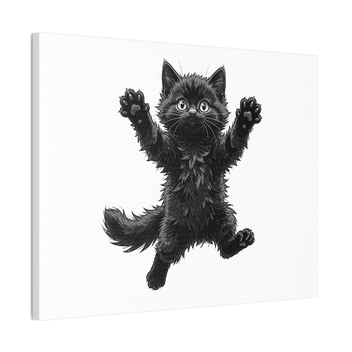 Playful Fluffy Black Kitten Canvas- Twixie Collection- Bestie Best Decor Collection