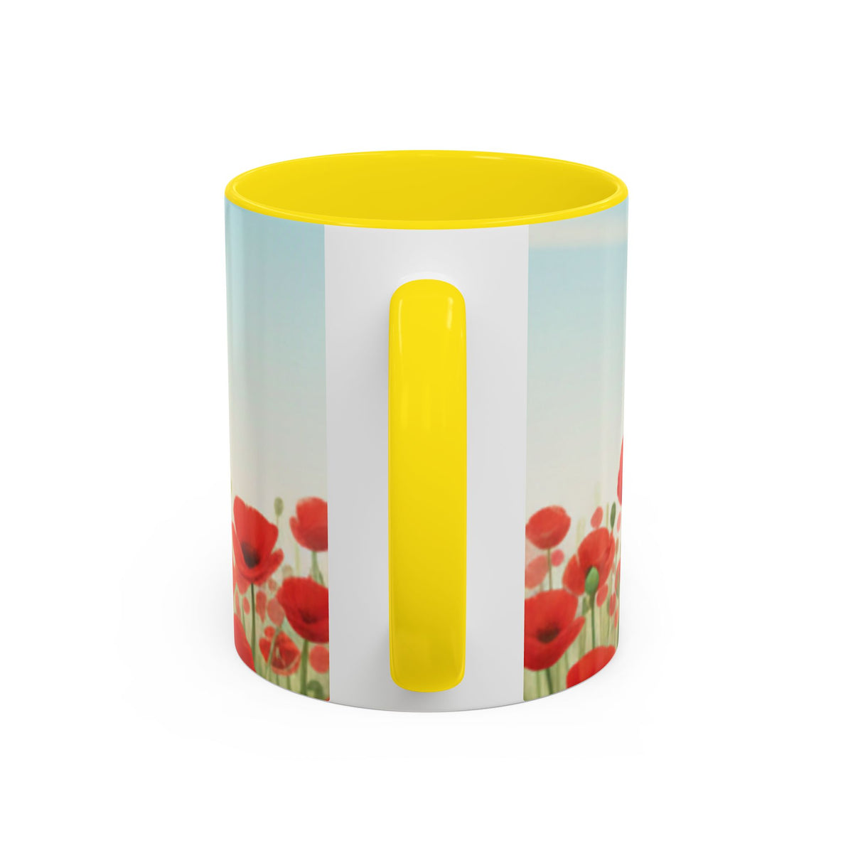 Poppy Field Accent Coffee Mug — Floral 11/15oz Ceramic Morning Cup Bright Uplifting
