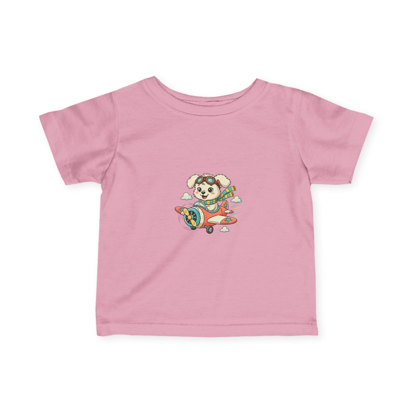 Bestie Best Infant Tee — Cute Pilot Puppy on Airplane- Unisex- Baby Shirt