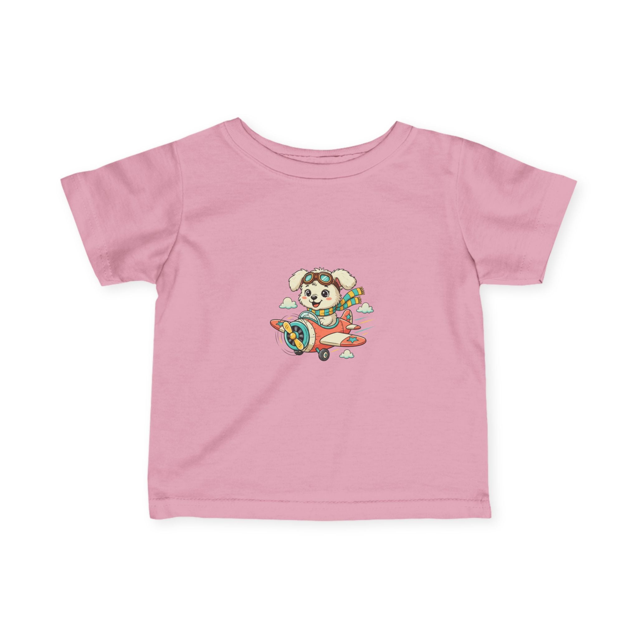Bestie Best Infant Tee — Cute Pilot Puppy on Airplane- Unisex- Baby Shirt