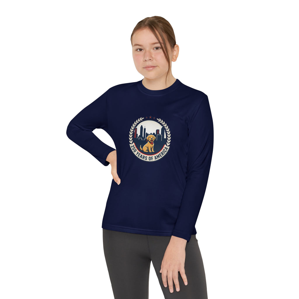 250 Years Celebration With Labrador in City Atlanta Skyline Tee | Youth Long Sleeve