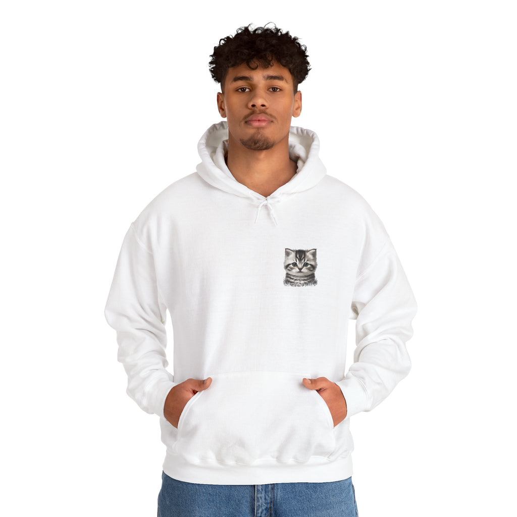 Proper Cat Portrait Illustration Hoodie | Small Chest Print, Bestie Best Collection