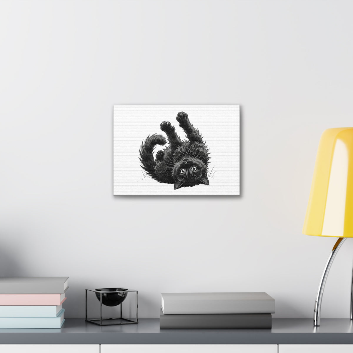 Playful Fluffy Black Kitten Canvas- Twixie Collection- Bestie Best Decor Collection