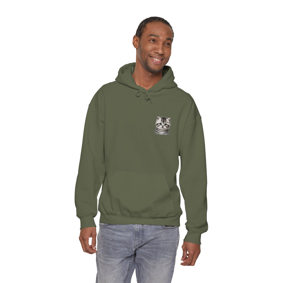 Proper Cat Portrait Illustration Hoodie | Small Chest Print, Bestie Best Collection
