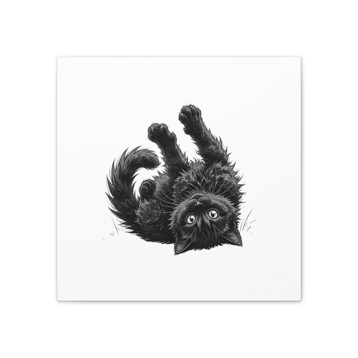 Playful Fluffy Black Kitten Canvas- Twixie Collection- Bestie Best Decor Collection