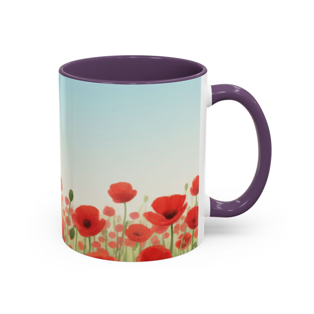 Poppy Field Accent Coffee Mug — Floral 11/15oz Ceramic Morning Cup Bright Uplifting