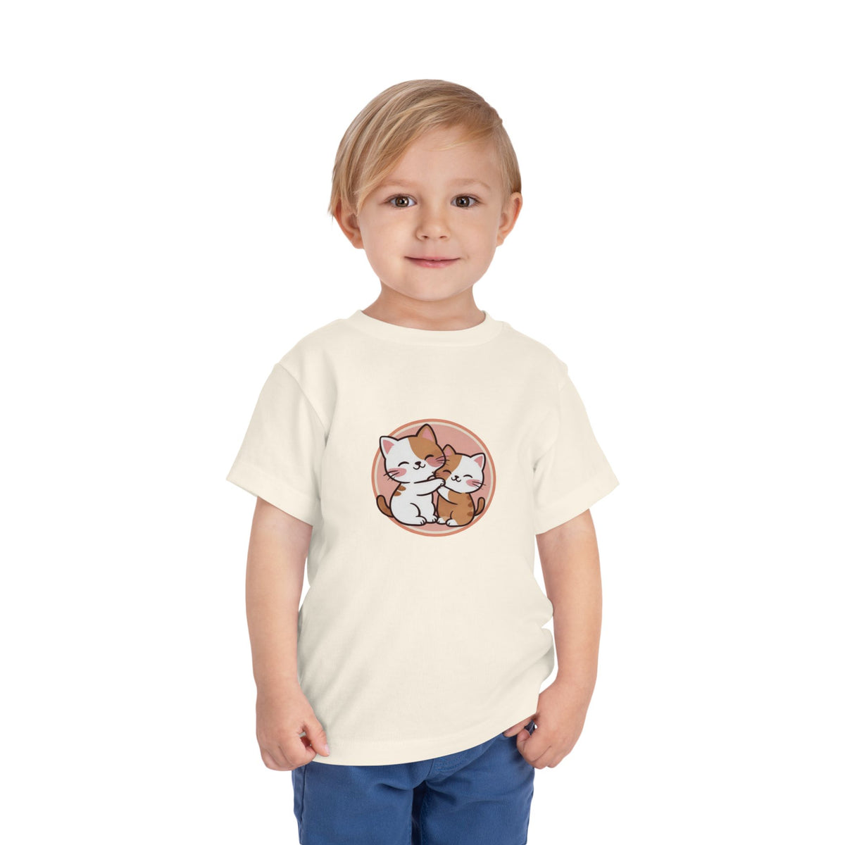 Kawaii Cats Peach Circle Toddler Tee | Atlanta Peach Back Print