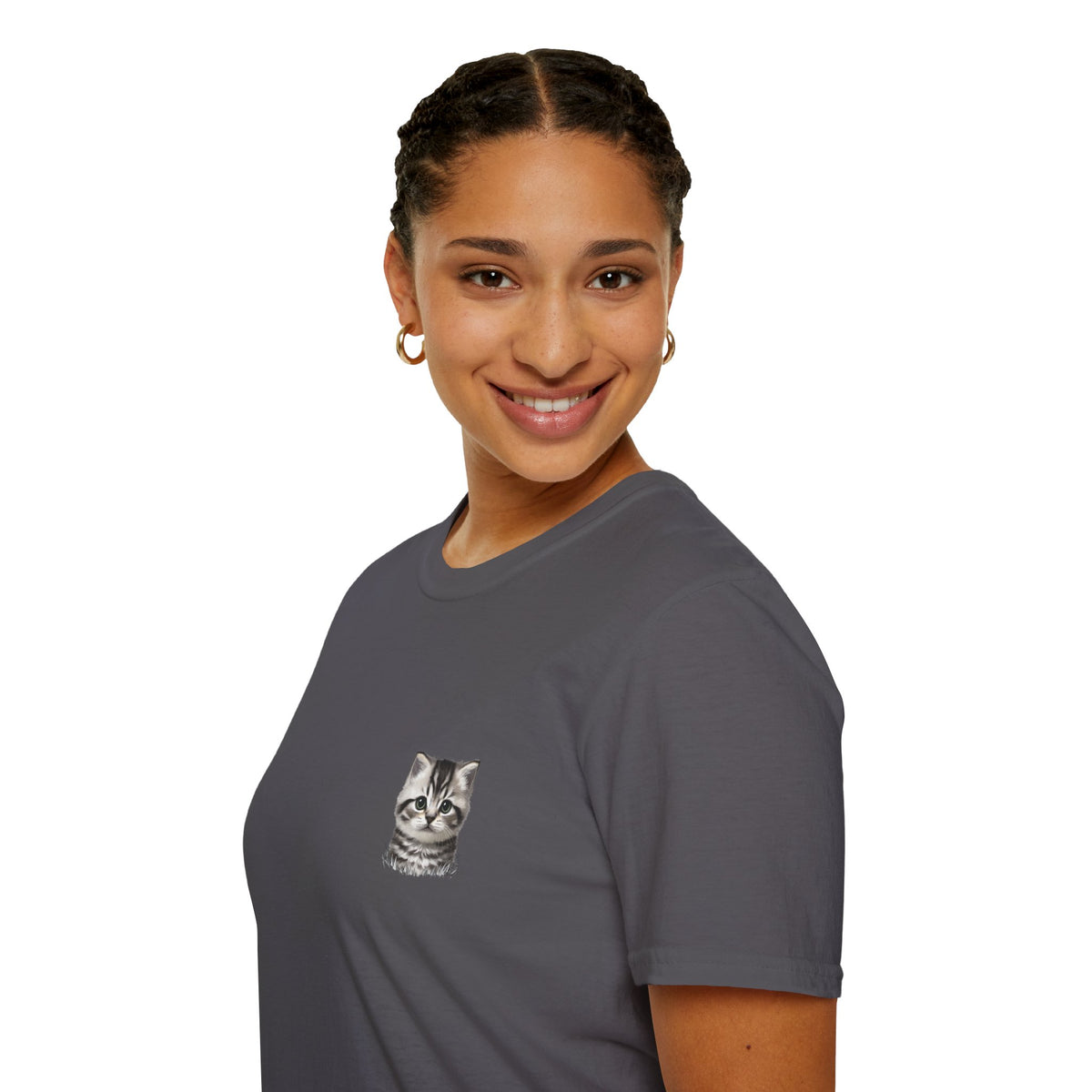 Proper Kitten Portrait T-Shirt | Small Chest Pocket Illustration- Bestie Best Collection