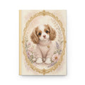 Cute Cavalier Puppy in Sweater Portrait Hardcover Journal | Floral Vintage Frame- Bestie Best Journal Collection