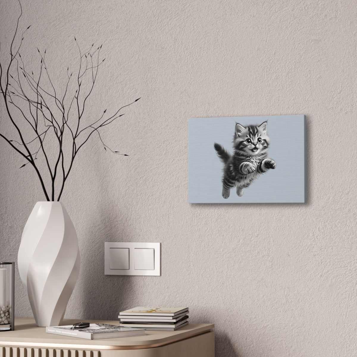 Playful tabby Kitten Canvas- Sage Collection- Bestie Best Decor Collection