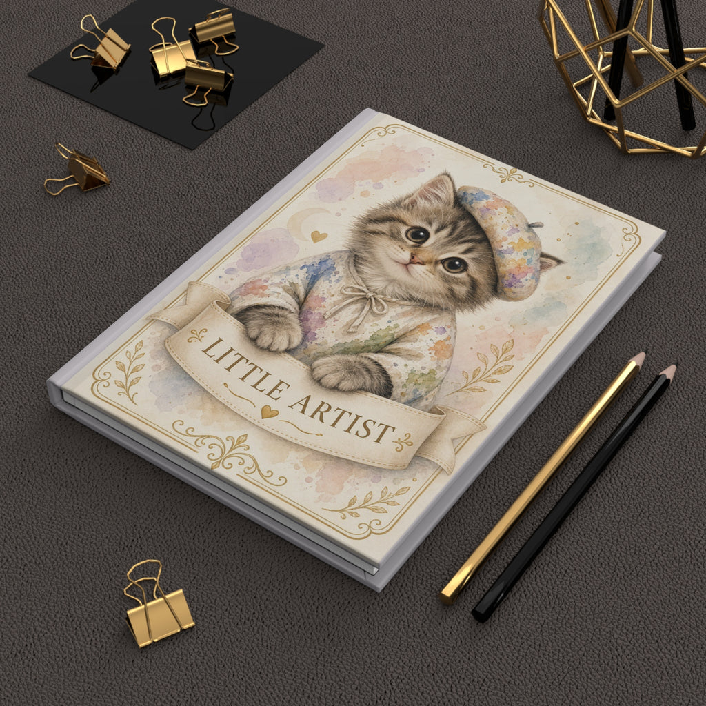 Little Artist Kitten Portrait journal | Hardcover Notebook, Cute Cat Illustration- Bestie Best Journal Collection