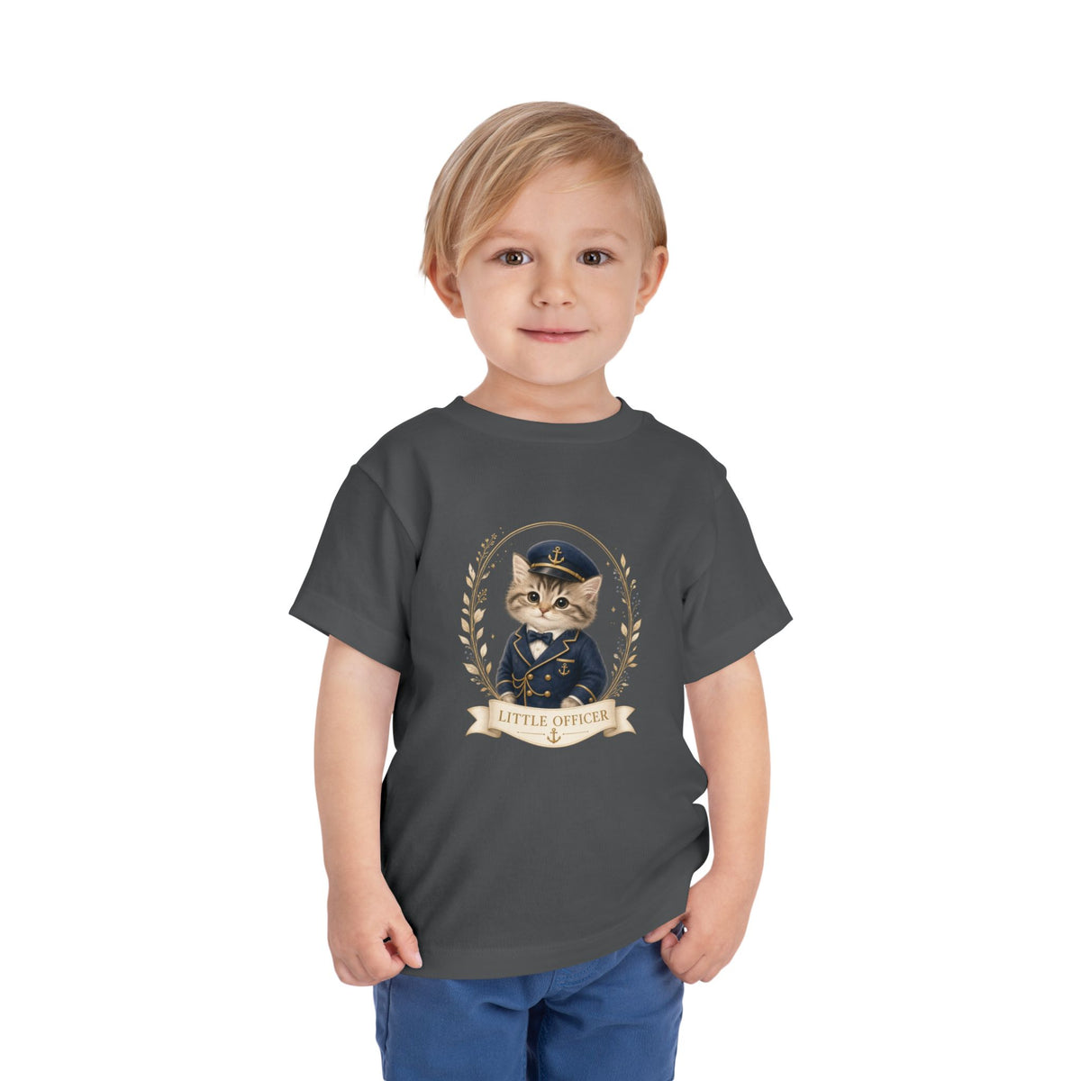 Little Officer Cat toddler tee | kitten captain illustration- Carmen Collection- Bestie Best Luxury Collection