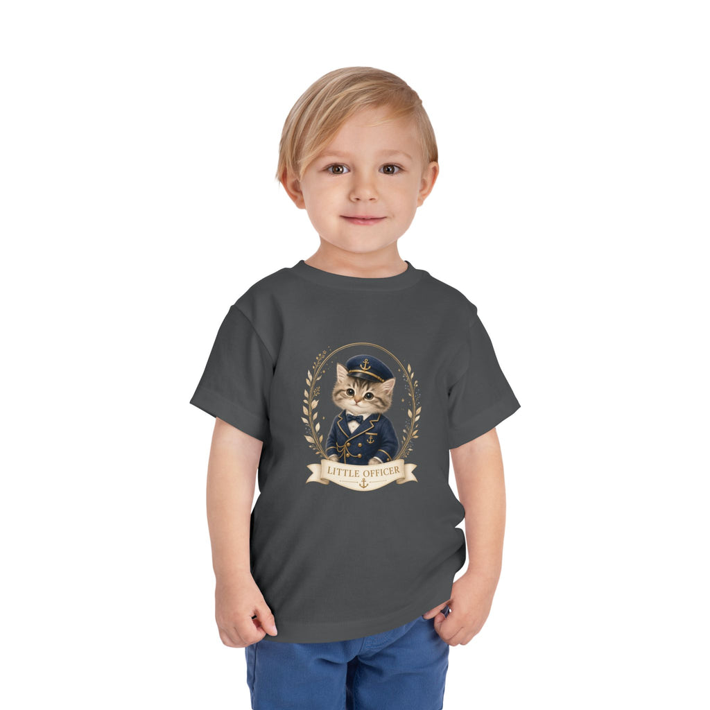 Little Officer Cat toddler tee | kitten captain illustration- Carmen Collection- Bestie Best Luxury Collection