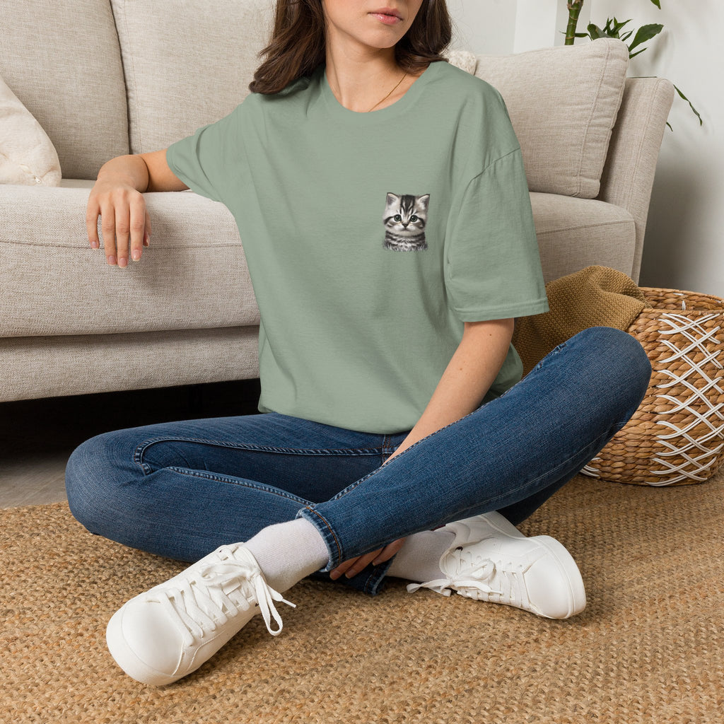 Proper Kitten Portrait T-Shirt | Small Chest Pocket Illustration- Bestie Best Collection