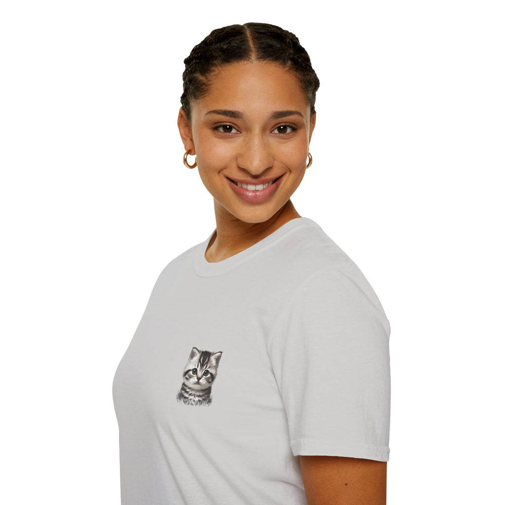 Proper Kitten Portrait T-Shirt | Small Chest Pocket Illustration- Bestie Best Collection