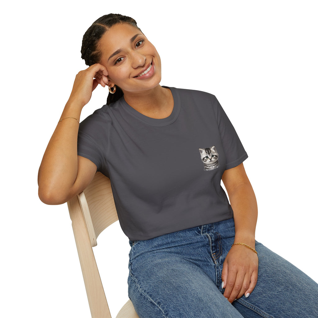 Proper Kitten Portrait T-Shirt | Small Chest Pocket Illustration- Bestie Best Collection