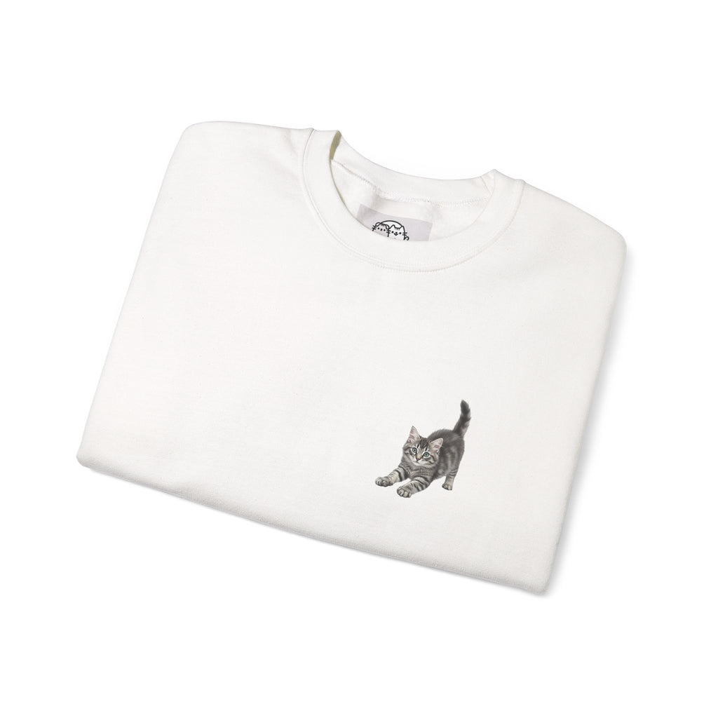 Playful Kitten Illustration Sweatshirt | Small Chest Cat Artwork