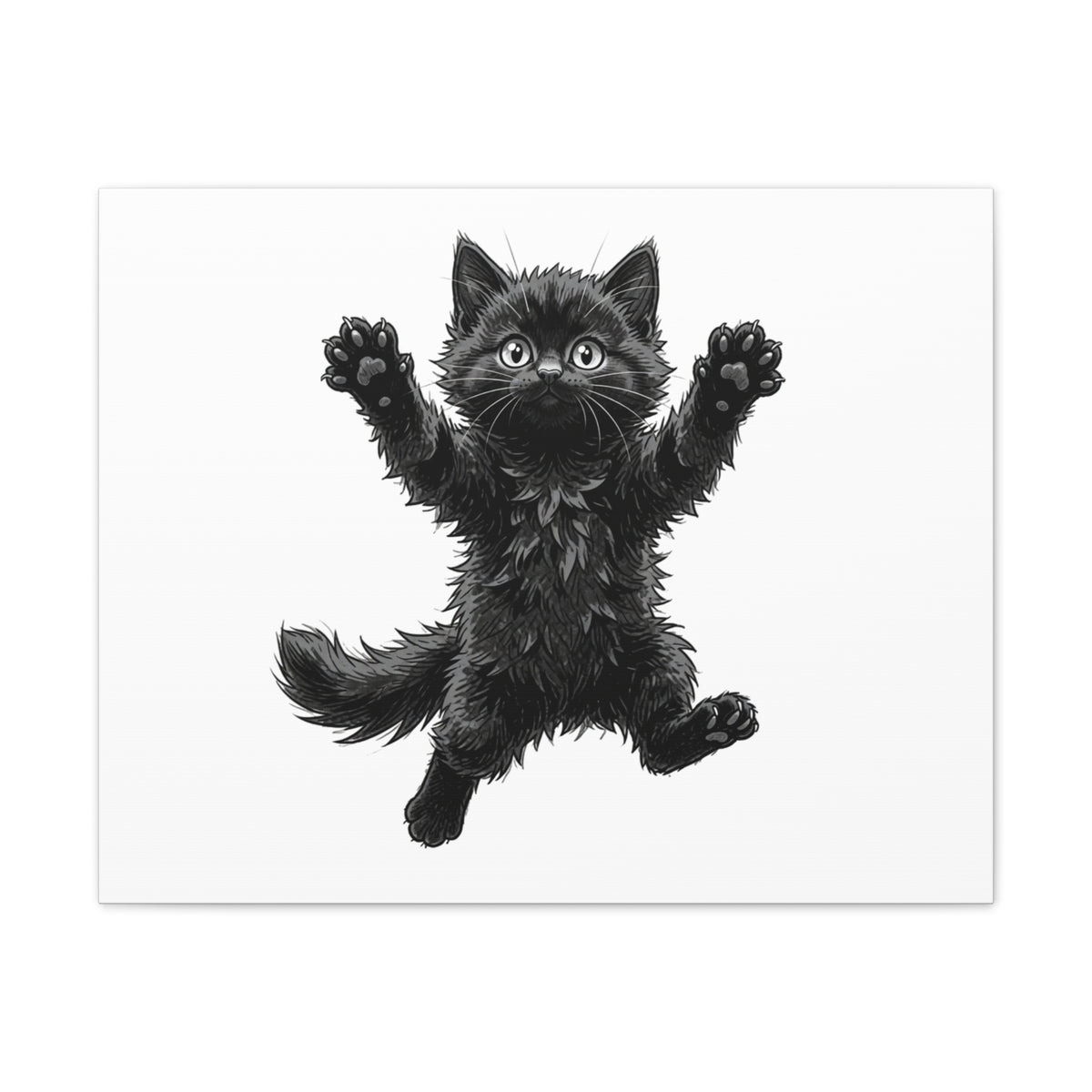 Playful Fluffy Black Kitten Canvas- Twixie Collection- Bestie Best Decor Collection