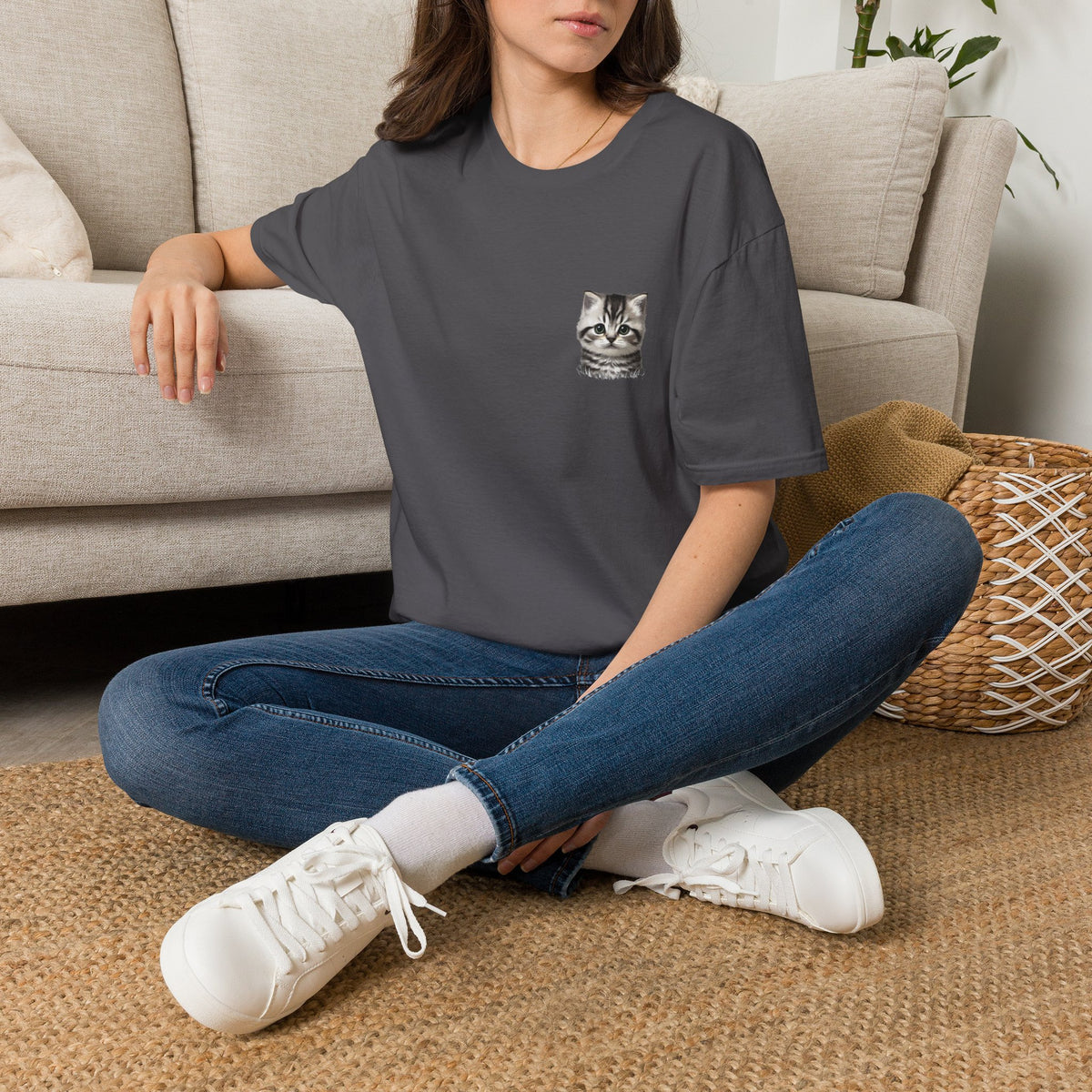 Proper Kitten Portrait T-Shirt | Small Chest Pocket Illustration- Bestie Best Collection