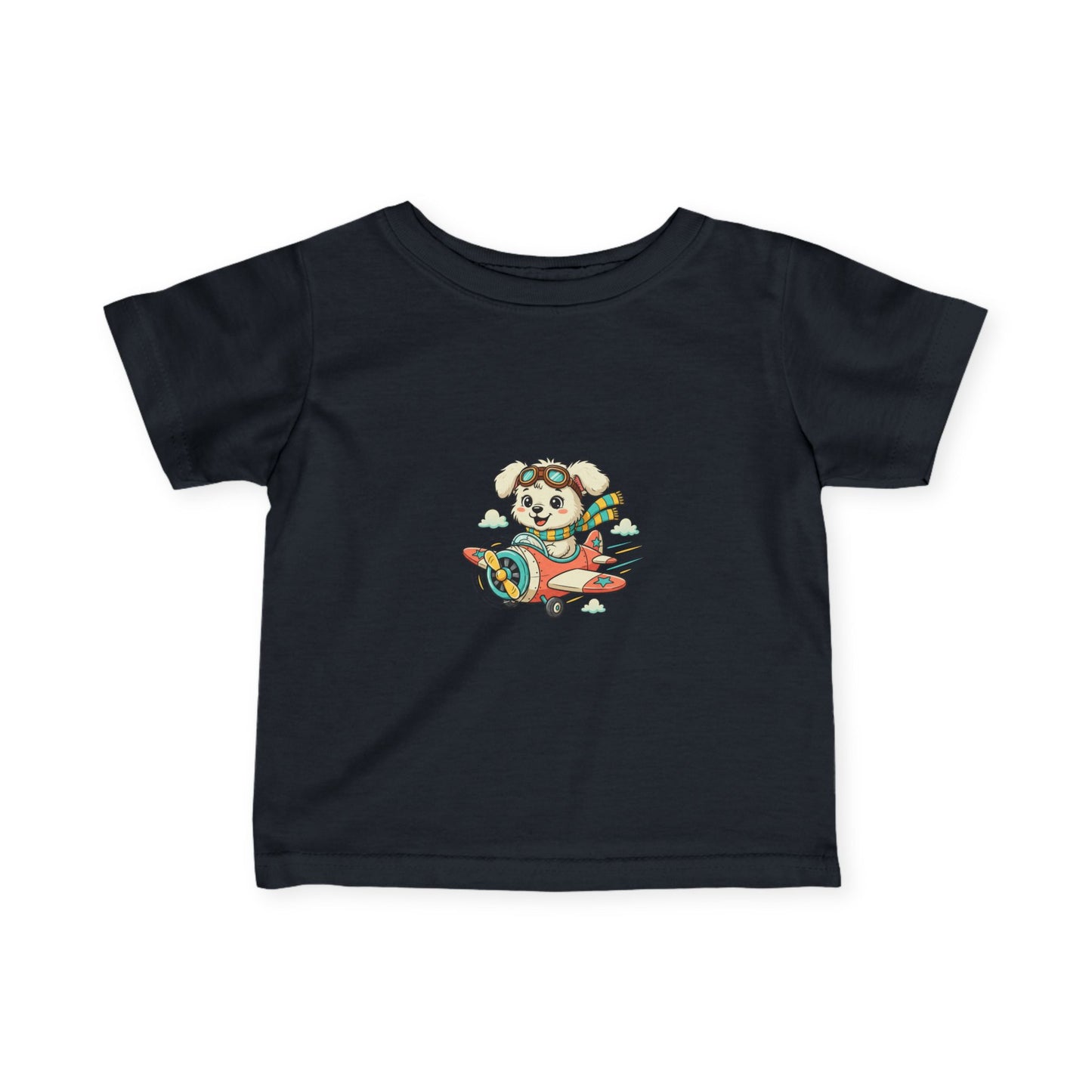 Bestie Best Infant Tee — Cute Pilot Puppy on Airplane- Unisex- Baby Shirt