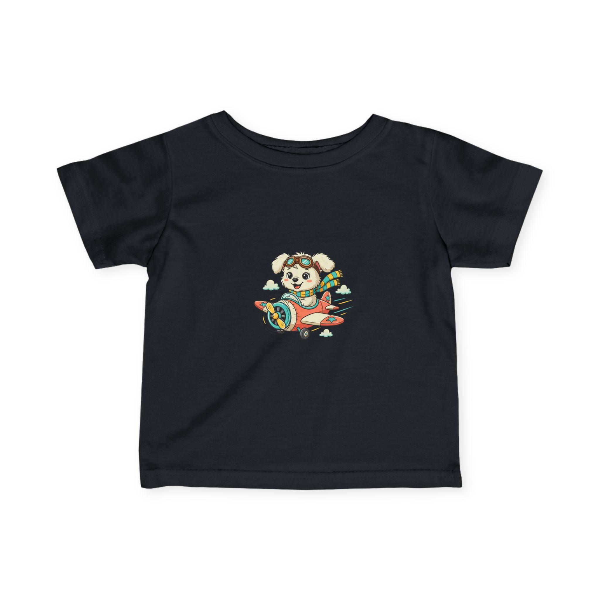 Bestie Best Infant Tee — Cute Pilot Puppy on Airplane- Unisex- Baby Shirt